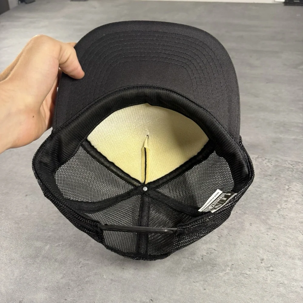 Vintage Construction Excavating Snapback Hat Black Red‎ Nylon 80s Work Chore